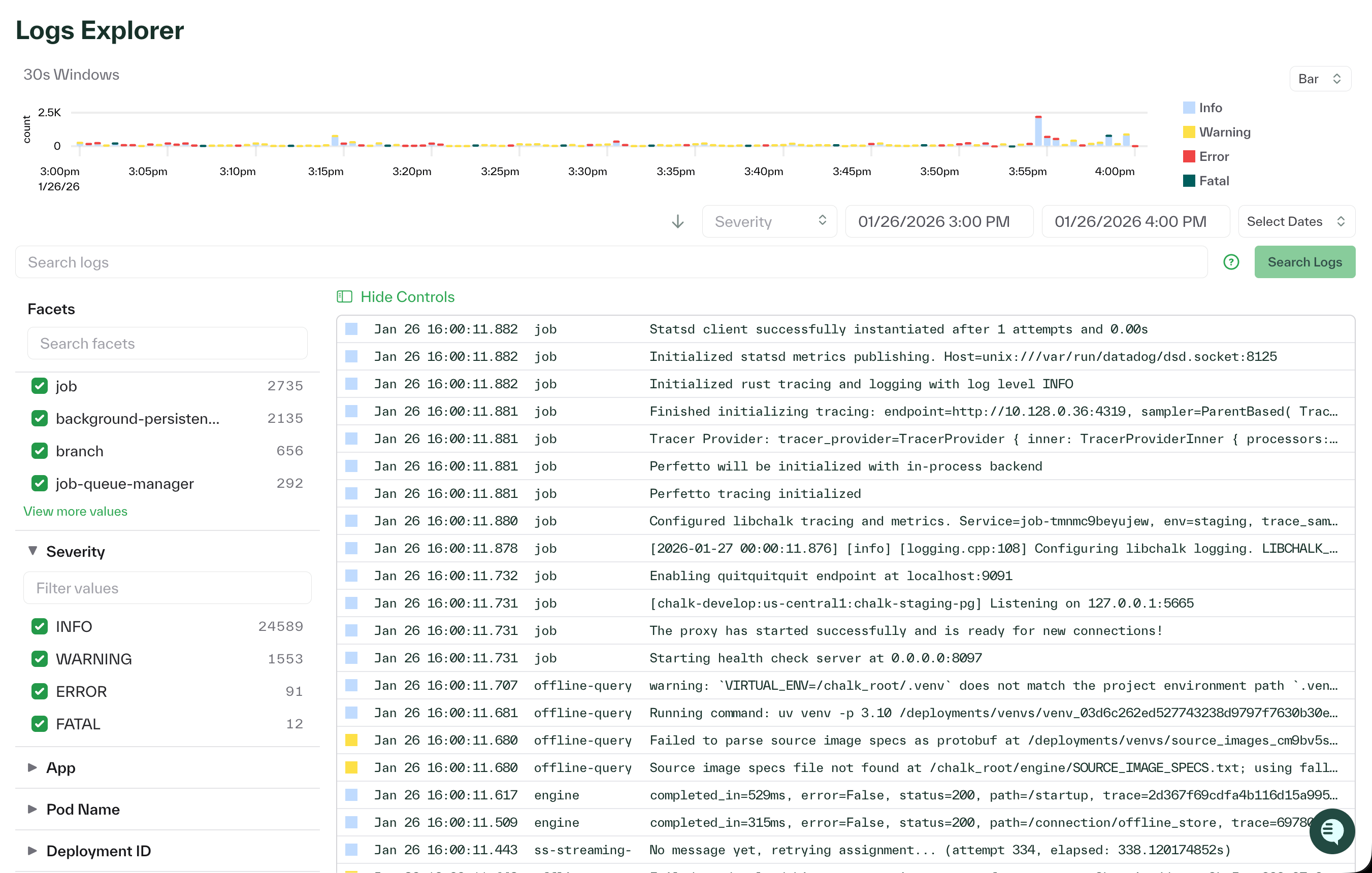 Log Explorer Page with New Facets