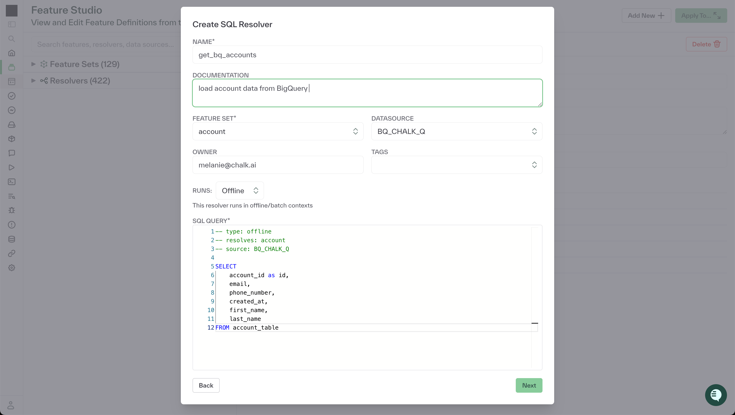 Feature Studio: Add SQL Resolver
