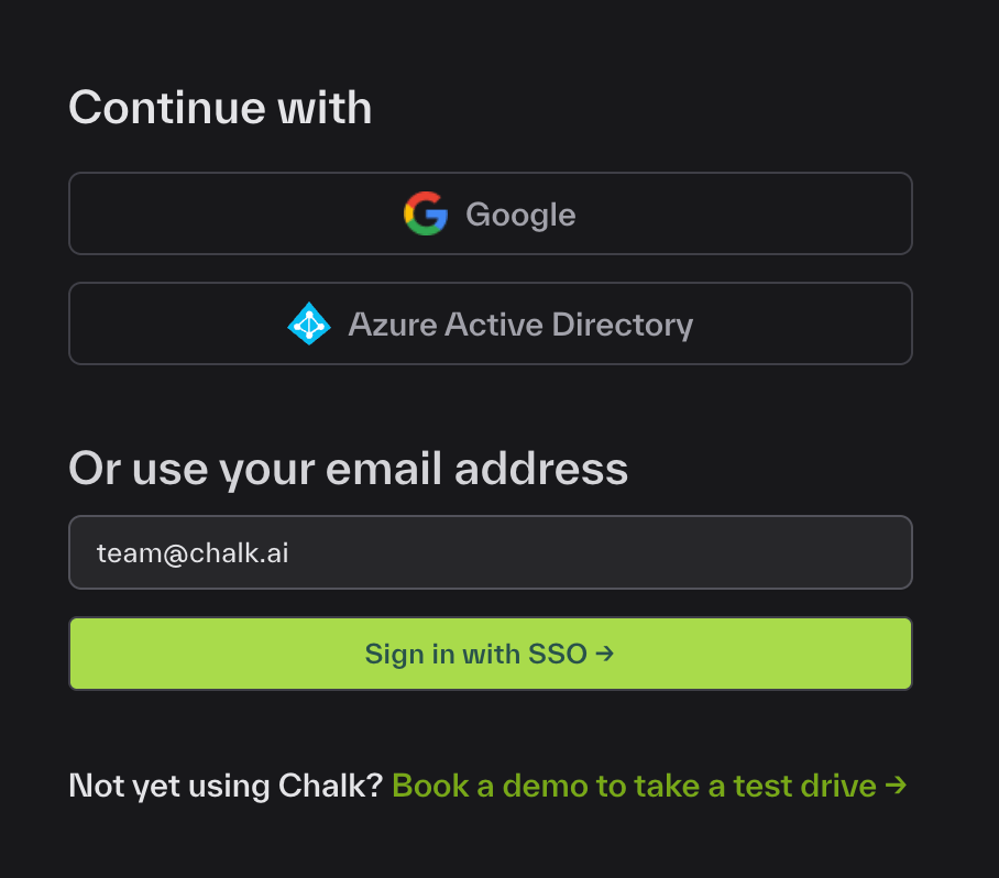 Chalk Sign in With SSO