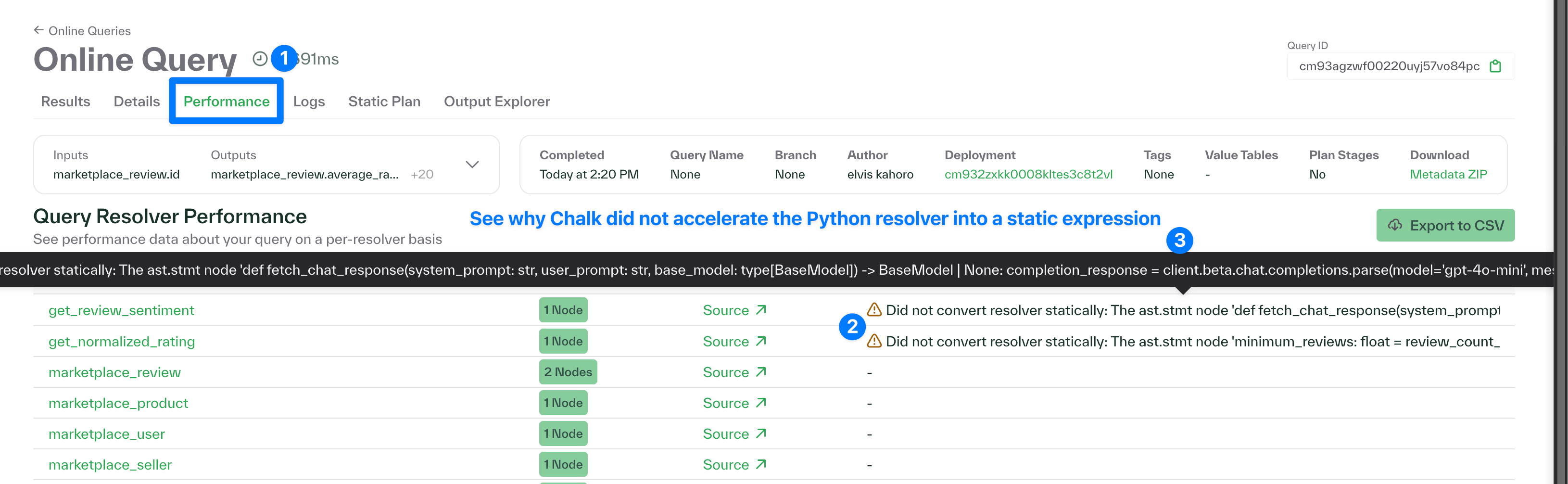 Online Query Performance