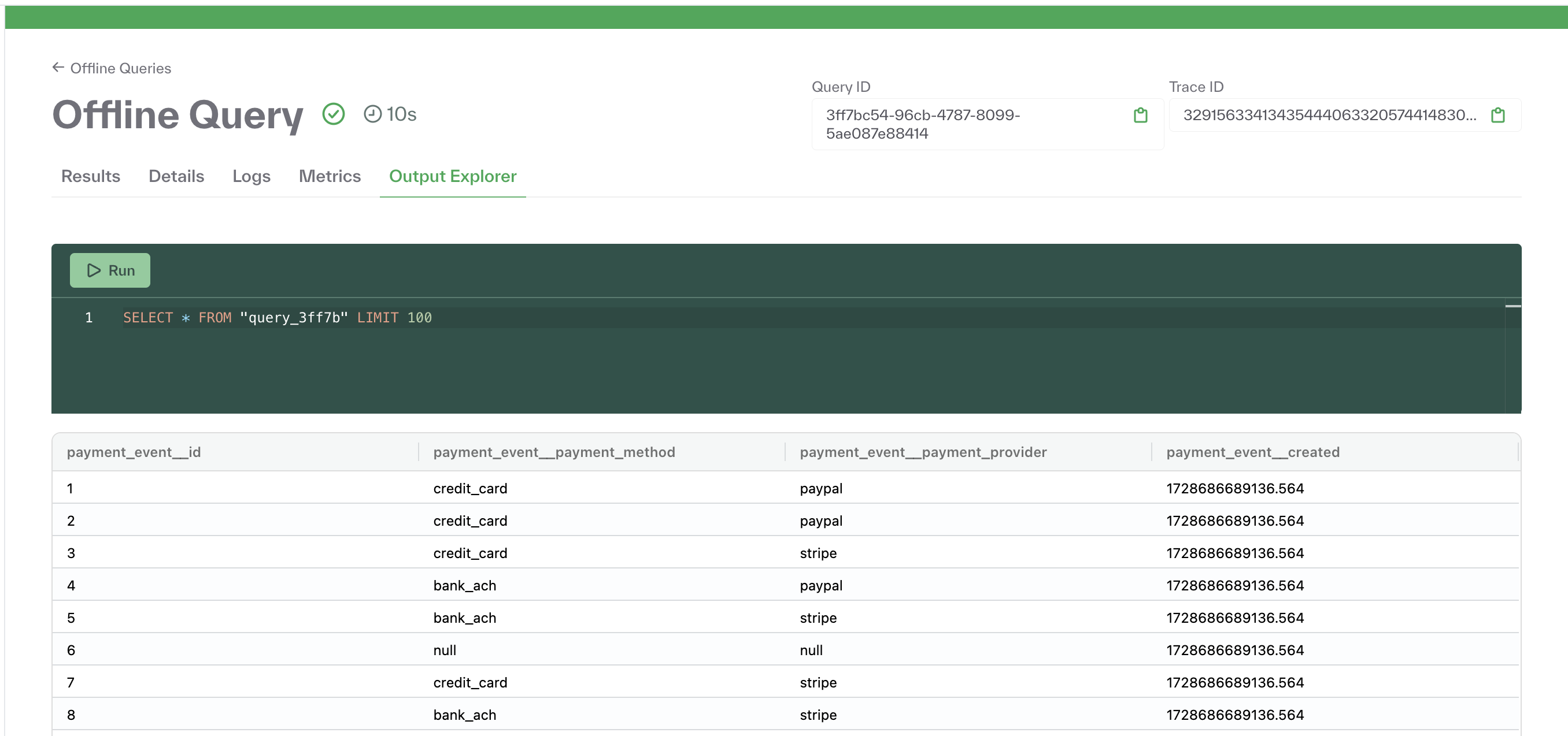 SQL Explorer for Query Outputs