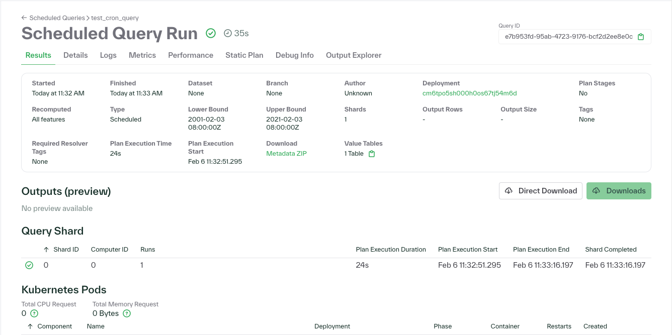 Scheduled queries