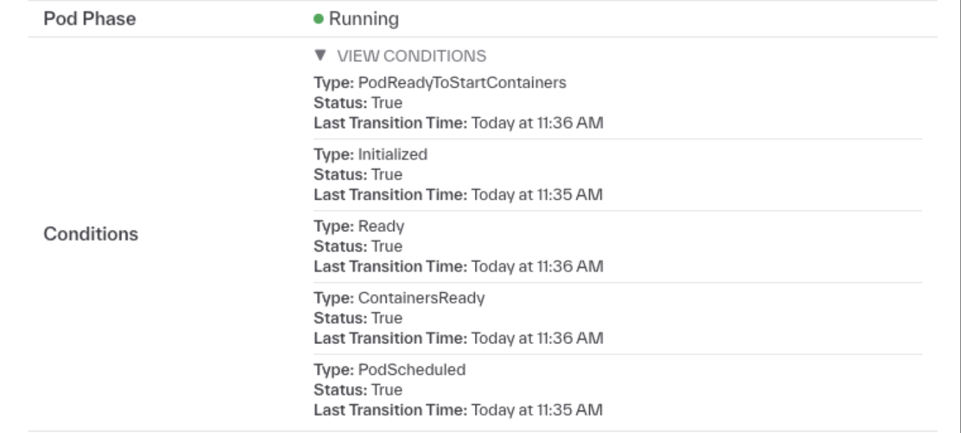 Detailed Kubernetes logs in dashboard